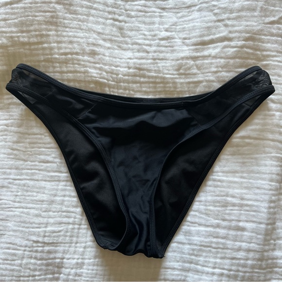 Black Forever 21 Mesh Detail Bikini Bottoms. - Picture 1 of 4